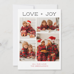 Love + Joy 4-fotokerstkaart Feestdagenkaart
