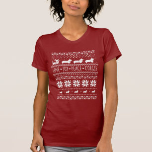 Love Joy Peace Corgis Festive Kerstfeestdag T-shirt