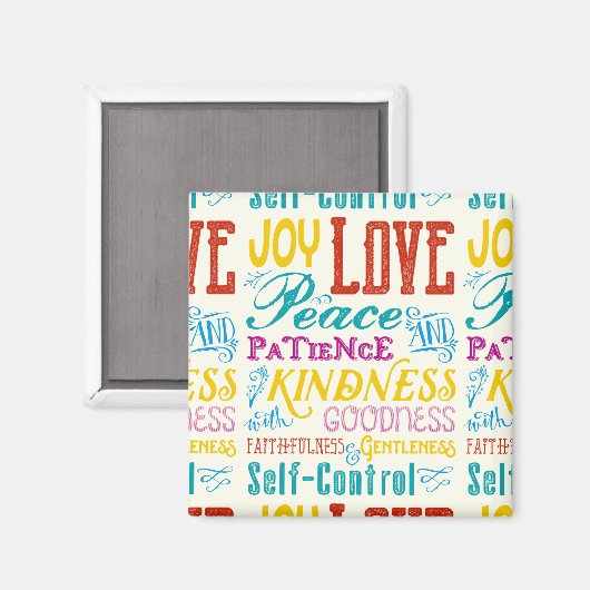 Love Joy Peace Kindness Goodness Typography Art Magneet (Voorkant / Achterkant)