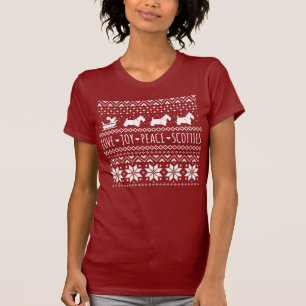 Love Joy Peace Scotties Kerstvakantie honden T-shirt