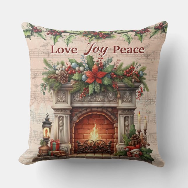 Love, Joy, Peace Throw Pillow Kussen (Voorkant)