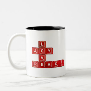 Love Joy Peace Tweekleurige Koffiemok