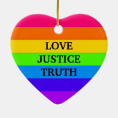 "LOVE JUSTICE TRUTH" KERAMISCH ORNAMENT (Achterkant)
