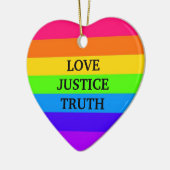 "LOVE JUSTICE TRUTH" KERAMISCH ORNAMENT (Links)