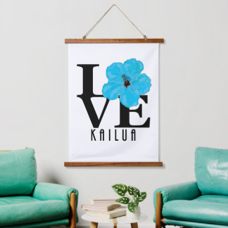LOVE Kailua Blue Hibiscus Hangend Wandkleed