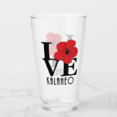 LOVE Kalaheo Hawaii Red Hibiscus Glas (Voorkant)