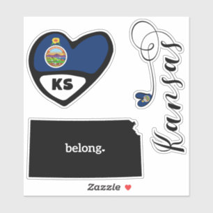 Love Kansas, 3 Designs, Die Cut Stickers