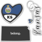 Love Kansas, 3 Designs, Die Cut Stickers (Devant)