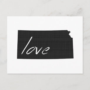 Love Kansas Map Shaped Antiek Black Chalkboard Briefkaart