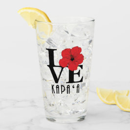 LOVE Kapa'a Hawaii Red Hibiscs Glas