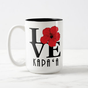 LOVE Kapa'a Hawaii Red Hibiscus 15oz Tweekleurige Koffiemok