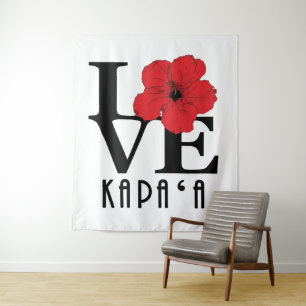 LOVE Kapa'a Hawaii Red Hibiscus Wandkleed