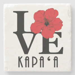 LOVE Kapa'a Red Hibiscus Stenen Onderzetter