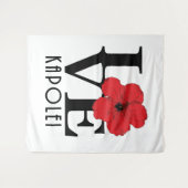 LOVE Kapolei Hawaii red Hibiscus Wandkleed (Voorkant (horizontaal))