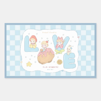 LOVE Kawaii Pastel Alfabet Illustratie 💕🍓🐰  Rechthoekige Sticker