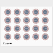 Love Kerstboom Pattern Blue White Paars Roos Ronde Sticker (Vel)