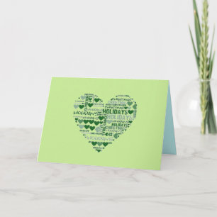 Love KerstFeestdagen Red Green Double Heart Feestdagen Kaart