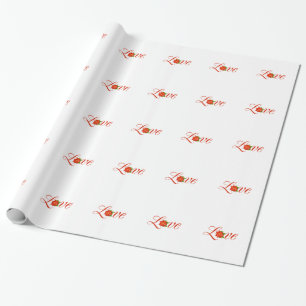 Love Kerstmis Poinsettia Design Xmas Holiday Cadeaupapier