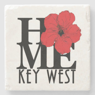 LOVE Key West Rode Hibiscus Stenen Onderzetter