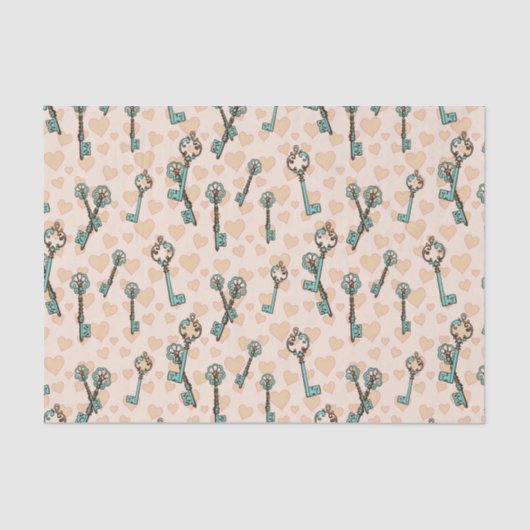 Love Keys  Valentijnse  Decoupage Tissuepapier (Voorkant)