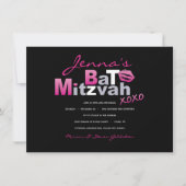 LOVE & KISSES CHAUD ROSE Bat mitzvah Invitation (Devant)