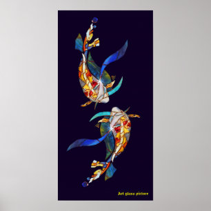 Love Kissing Koi fish Wedding Poster vertical