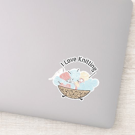 Love Knitting Yarn Bowl Sticker (Detail)
