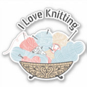 Love Knitting Yarn Bowl Sticker (Voorkant)