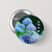 LOVE knopen Blue Hydrangea Flowers Garden Ronde Button 5,7 Cm (Voorkant /achterkant)