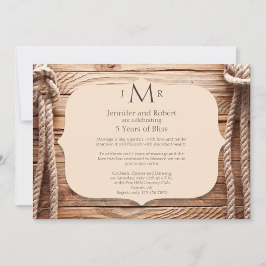 Love Knot 5th Wedding Jubileum Invitation Kaart (Voorkant)