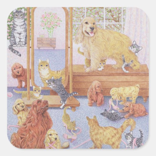 Love knows no bounds vierkante sticker (Voorkant)