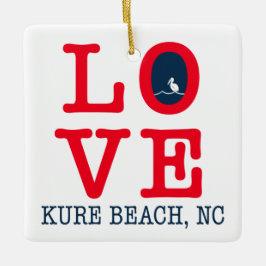 Love Kure Beach, NC Kerstmis Keramisch Ornament