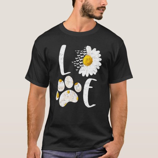 Love Labrador Retriever Costume Dog Paw Daisy Flow T-shirt (Voorkant)