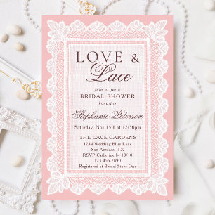 Love & Lace Vintage Blush Roze Bruiloft Borrel Uit Kaart