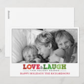 Love + Laugh Feestdagenkaart (Voorkant / Achterkant)