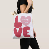 LOVE Laugh Live Pink Typografie Draagtas (Dichtbij)