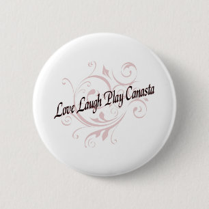 Love Laugh Play Canasta Red Ronde Button 5,7 Cm