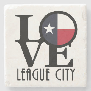LOVE League City Texas Stenen Onderzetter