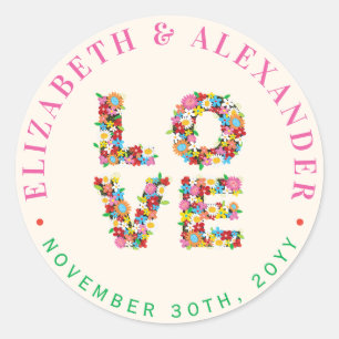 LOVE Lente Bloemen Tuin Chique Bruiloft Stickers