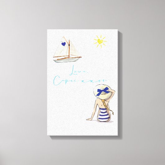 Love Letter Design - Love, Capri xxoo Canvas Afdruk (Voorkant)