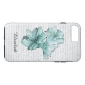 Love Letter Mint Illustrated Flower Naam aanpassen Case-Mate iPhone Case (Achterkant (Horizontaal))
