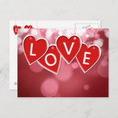 Love Lettering Red Hearts Briefkaart (Voorkant / Achterkant)
