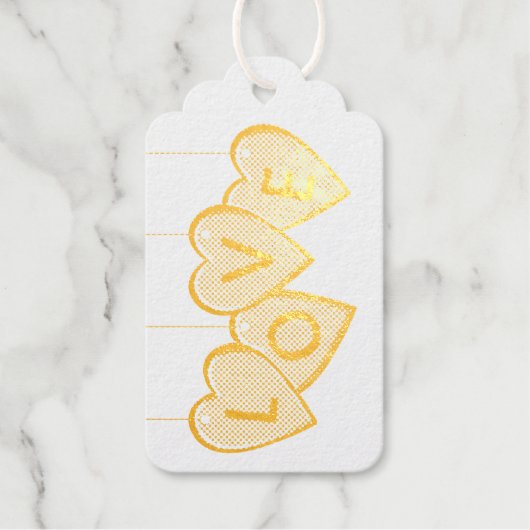 Love Lettering Red Hearts Cadeaulabels (Voorkant)