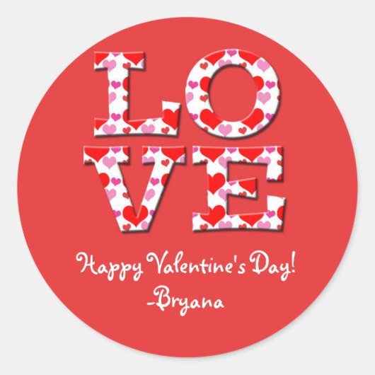 LOVE Letters Heart Typographie Sticker de Valentin (Devant)