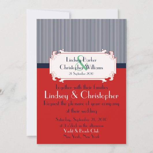 Love Letters Nautical Wedding Invitations Kaart (Voorkant)