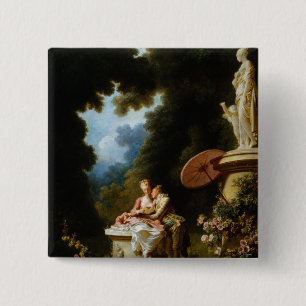 Love Letters van Jean Honore Fragonard Vierkante Button 5,1 Cm