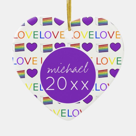 Love LGBT Gay Pride Rainbow Cake Heart Keramisch Ornament (Voorkant)