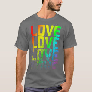 Love LGBTQ Rainbow Gay Pride Text Fade Graphic T-shirt