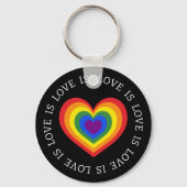 Love LGBTQ Rainbow Heart on Black Sleutelhanger (Voorkant)