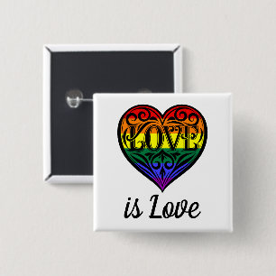 Love LGBTQ Rainbow Heart Vierkante Button 5,1 Cm